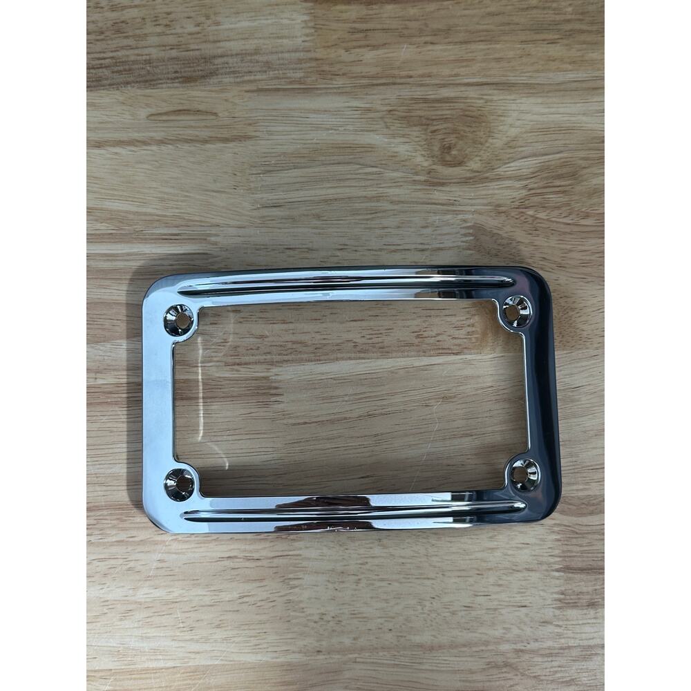 Chrome Curved Laydown License Plate Mount Bracket For Harley FRAME ONLY